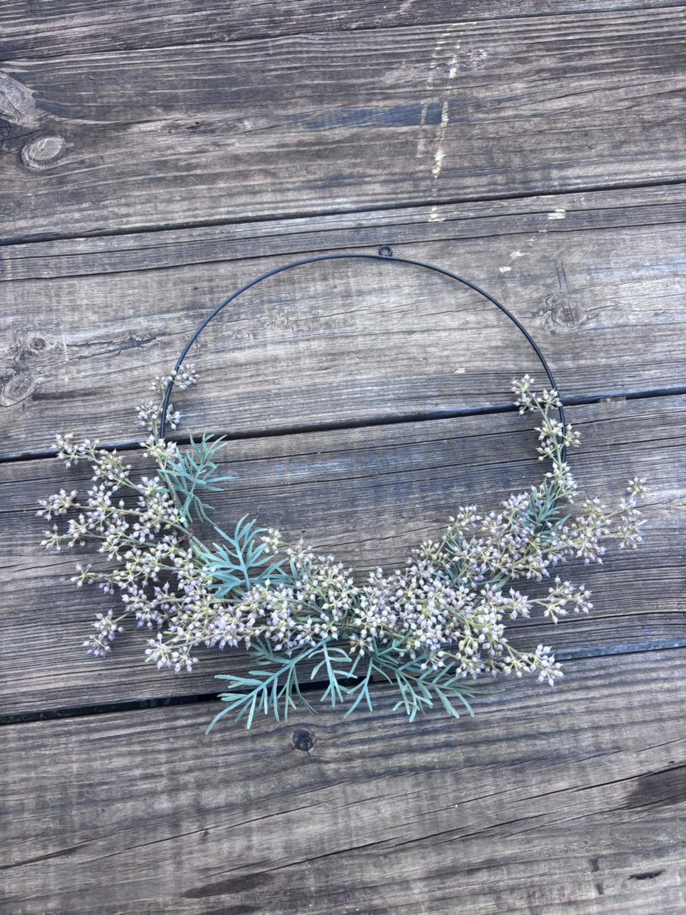 Delicate Sage Green and Cream Botanical Hoop Wreath for Wall
